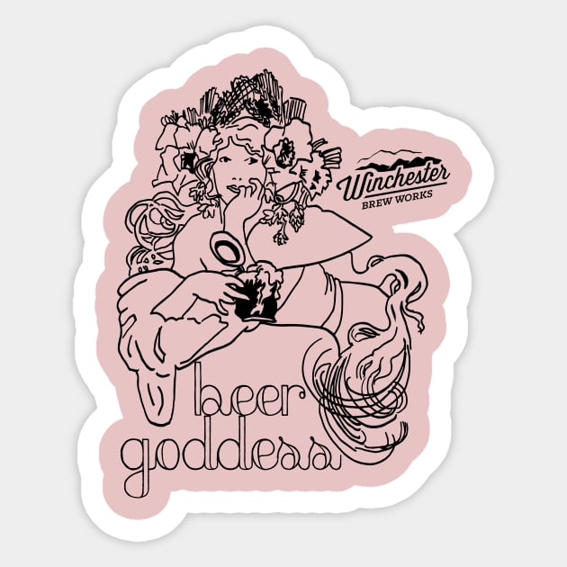 Beer Goddess (dark ink) Sticker by Winchester Brew Works